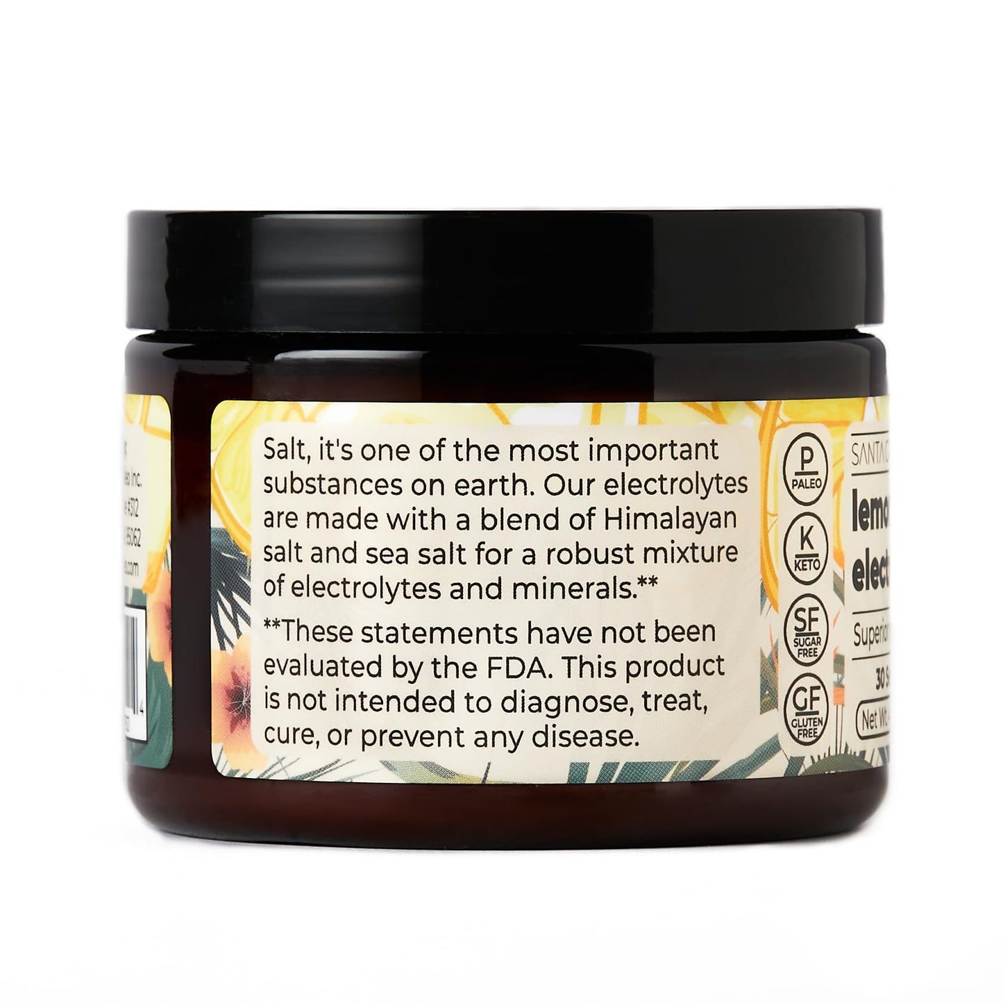 Santa Cruz Paleo Electrolyte Powder Lemonade with Himalayan & Sea Salt, Magnesium, Potassium, Sugar-Free, 30 Servings