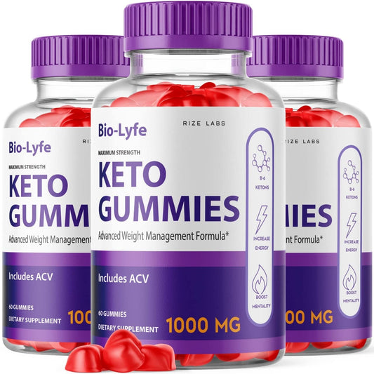 rize labs - BioLyfe Keto ACV Gummies Advanced Formula Apple Cider Vinegar Maximum Strength (Pack of 3)(180 Gummies)