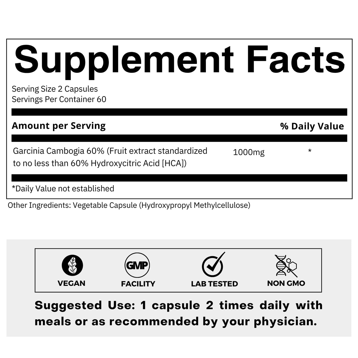 FOLIUS LABS Pure Garcinia Cambogia Extract Supplement 500mg - 100% Natural HCA Extract Concentrated to 60% - Supports Healthy Digestion and Metabolism - 120 Capsules