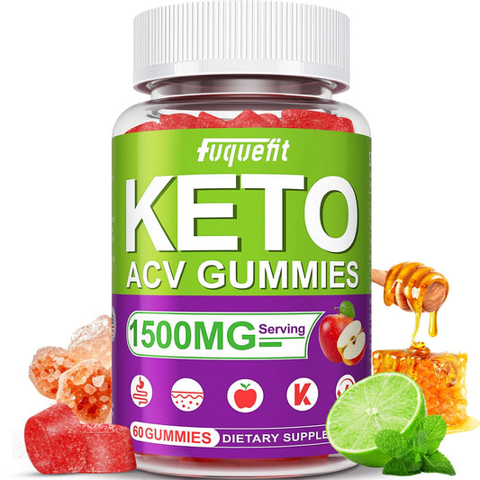 Fuquefit Keto ACV Gummies 1500mg Apple Cider Vinegar Gummies with B12,Keto Support, AMPK Support, Boost Immue, Energy, and Digestive Health- Vegan, Gluten-Free - Lemon-Honey Sea Salt Flavor
