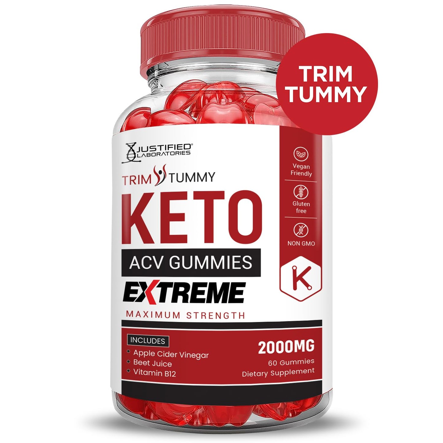 (5 Pack) Trim Tummy Keto ACV Gummies Extreme 2000MG Trim Tummy Keto Gummies Apple Cider Vinegar Formulated with Pomegranate Beet Juice Powder B12 Vegan Non GMO 300 Gummys