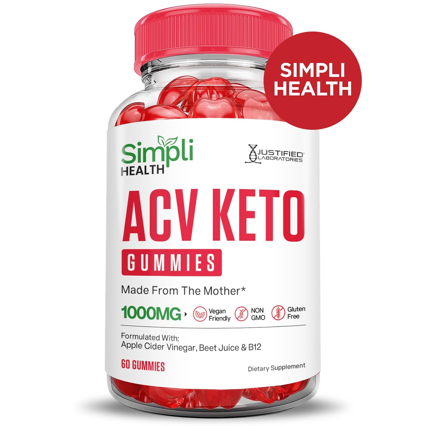 (10 Pack) Simpli Health Keto ACV Gummies Advanced Formula 1000MG Ketonature Keto Gummies Apple Cider Vinegar Formulated with Pomegranate Beet Juice Powder B12 Vegan Non GMO 600 Gummys