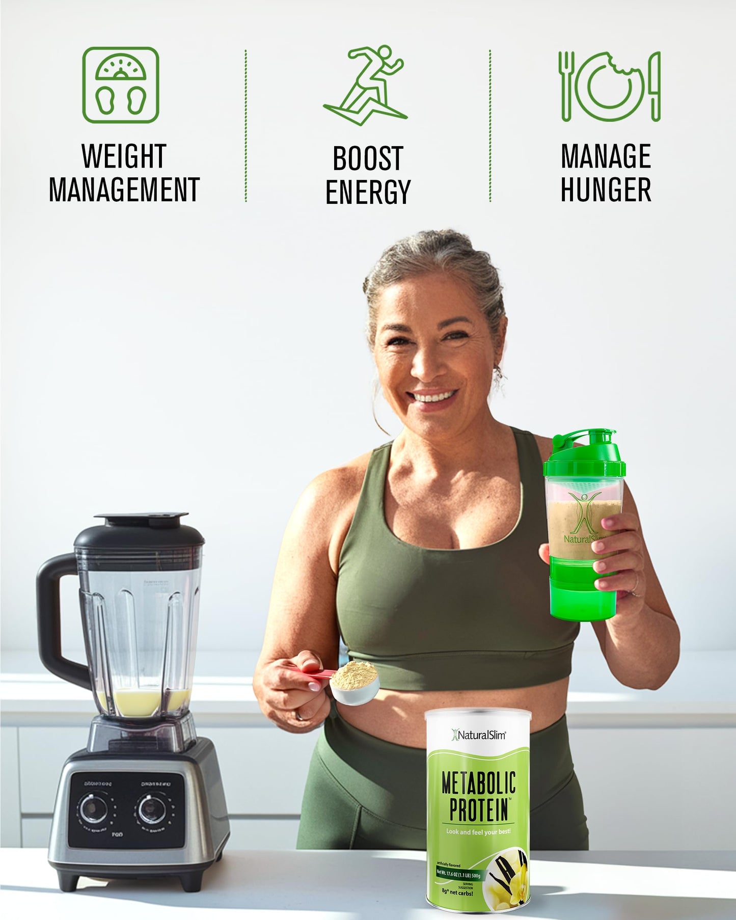 Naturalslim Meal Replacement Protein Powder Vanilla - Metabolic Protein Powder Help Curb Cravings, Hunger & Metabolism Support - Low Carb Breakfast Shake Mix - 10 Servings, 17.6oz