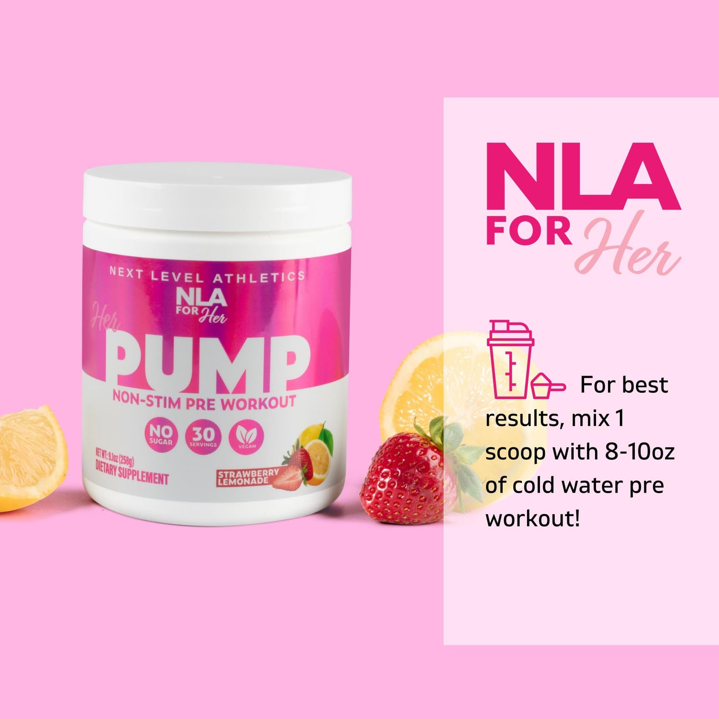 Her Pump Non-Stim Pre-Workout for Women (30 Servings) -Strawberry Lemonade-Increases Blood Flow, Focus, Vascularity, Supports Athletic Performance-No Energy Crash! (Stimulant Free, Vegan, GF, 15 Cals)