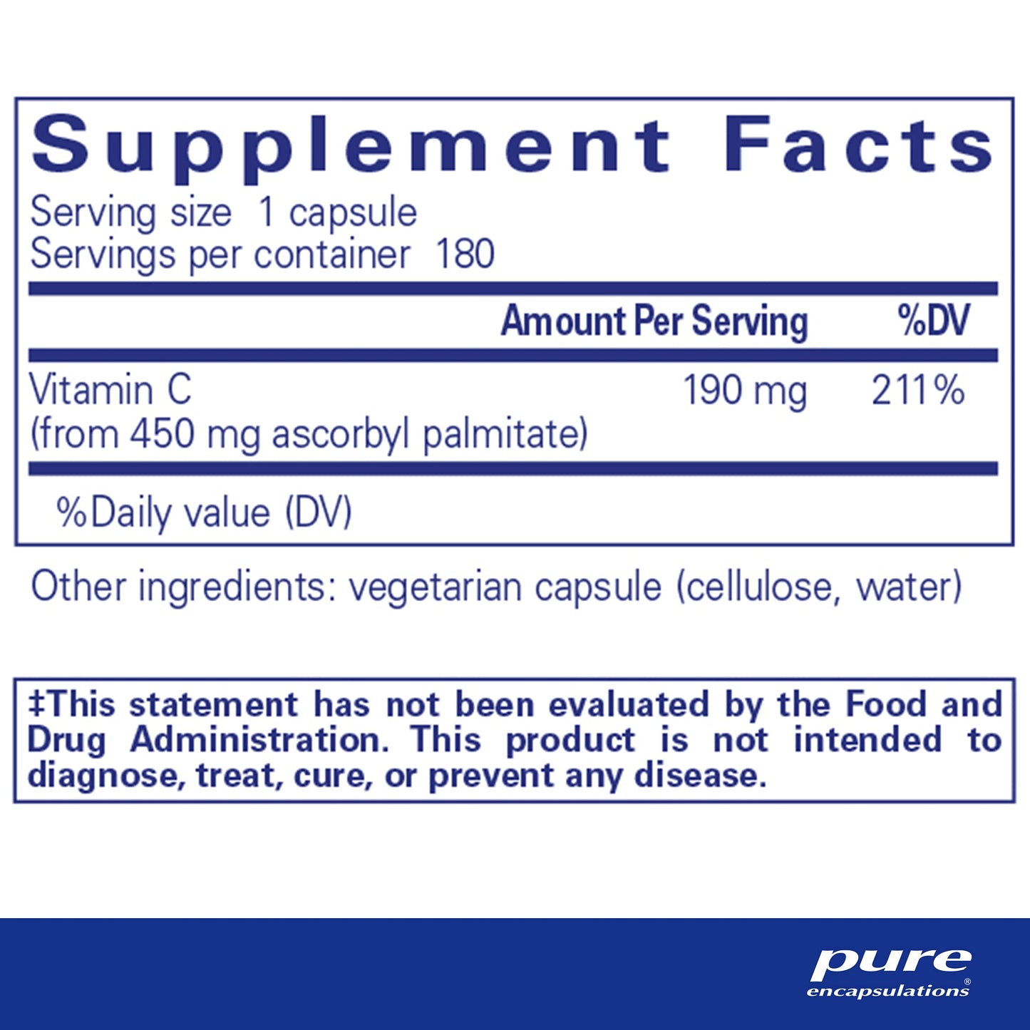 Pure Encapsulations Ascorbyl Palmitate | Vitamin C Supplement to Support Iron Absorption and a Healthy Immune System* | 180 Capsules