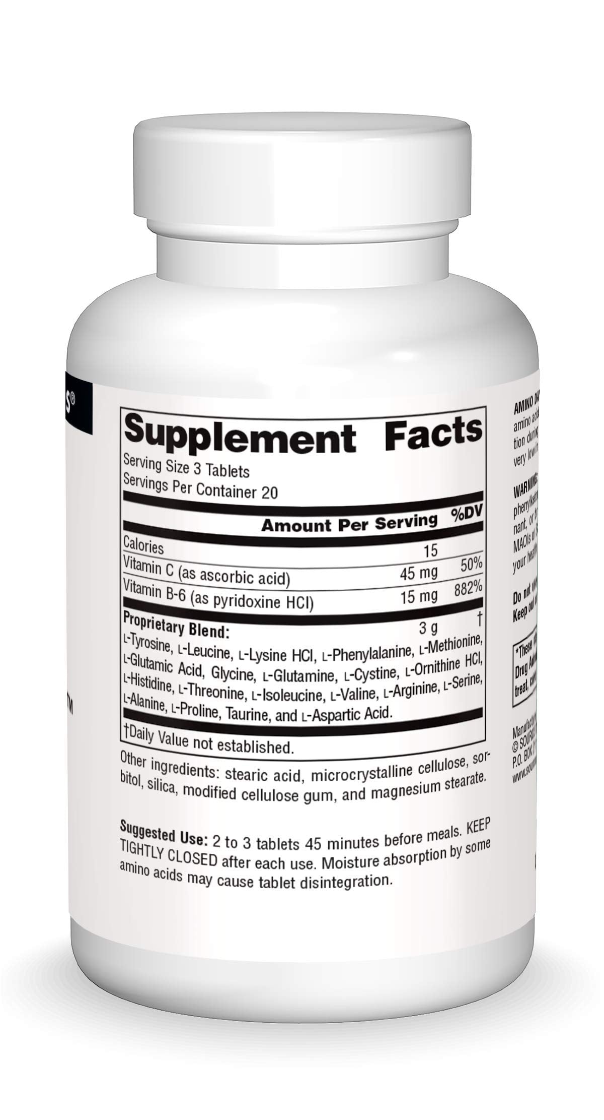 Source Naturals Amino Day - 20 Free Form Amino Acids Supports Quality Dieting During Nutrition - 60 Tablets