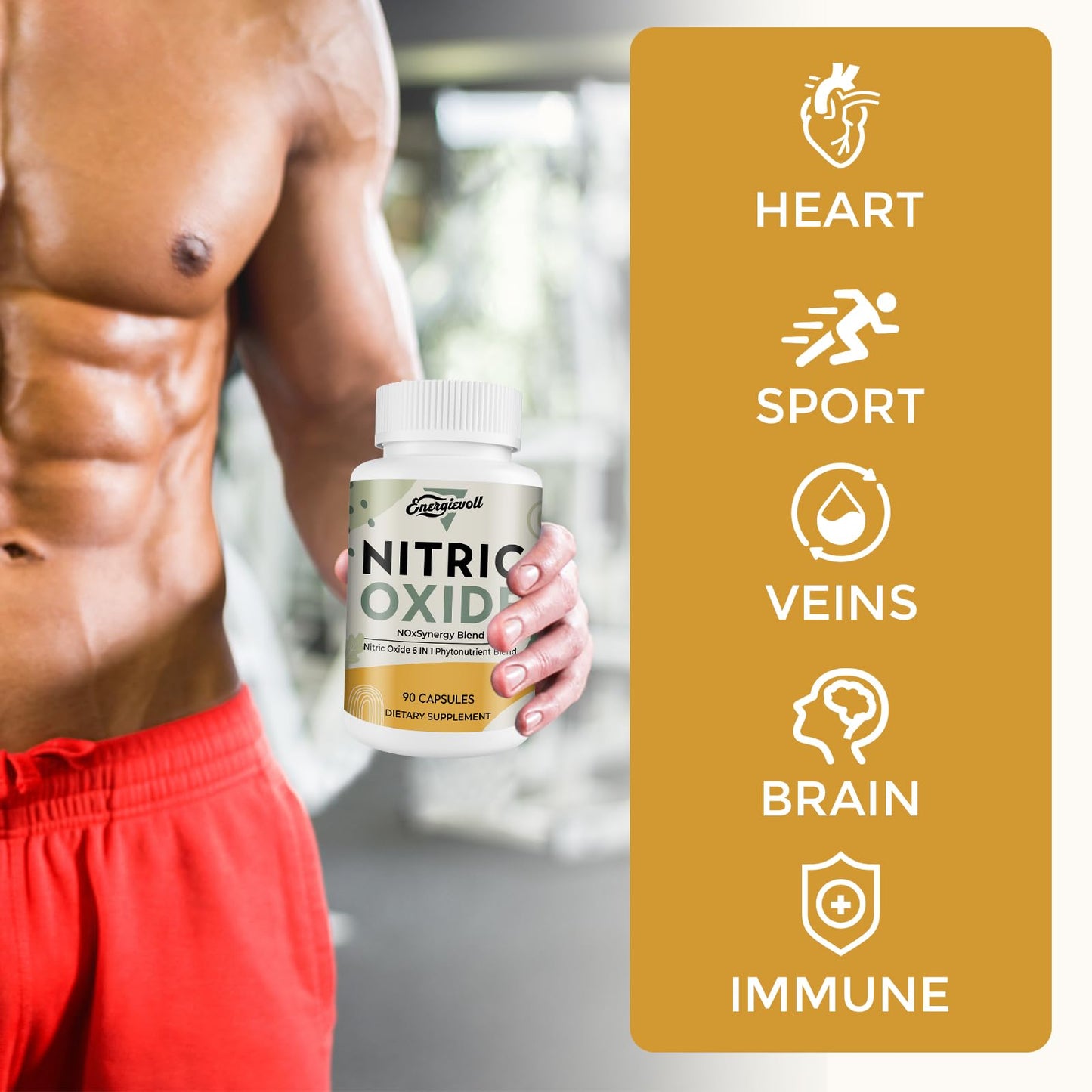 Nitric Oxide Supplement for Men - Precursor and Phytonutrient Blend for Energy, Oxygenation, and Blood Pressure (1 Pack)
