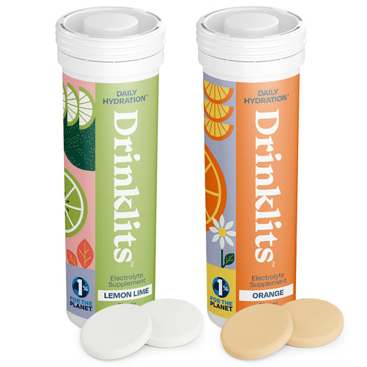 Drinklits Lemon-Lime & Orange Electrolyte Tablets (2) Tube Bundle | Citrus Daily Hydration Combo Pack | Delicious Natural Flavors - 0g Sugar - Daily Use | 20 Servings - 10 Tablets Per Tube
