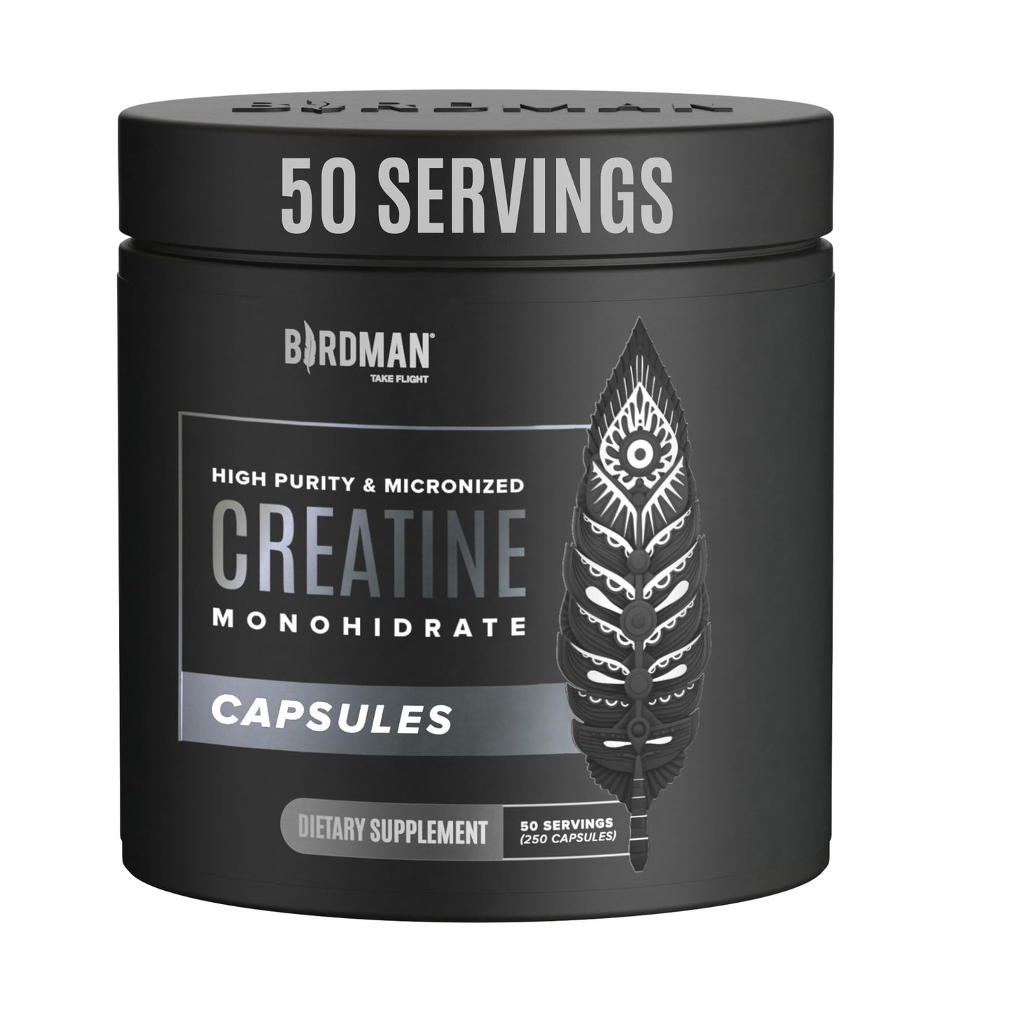 BIRDMAN Micronized Creatine Monohydrate Capsules for Muscle Growth & Recovery, Pre & Post Workout, Vegan Creatine, Caffeine Free, Gluten Free, Sugar Free | 50 Servings | 250 Capsules