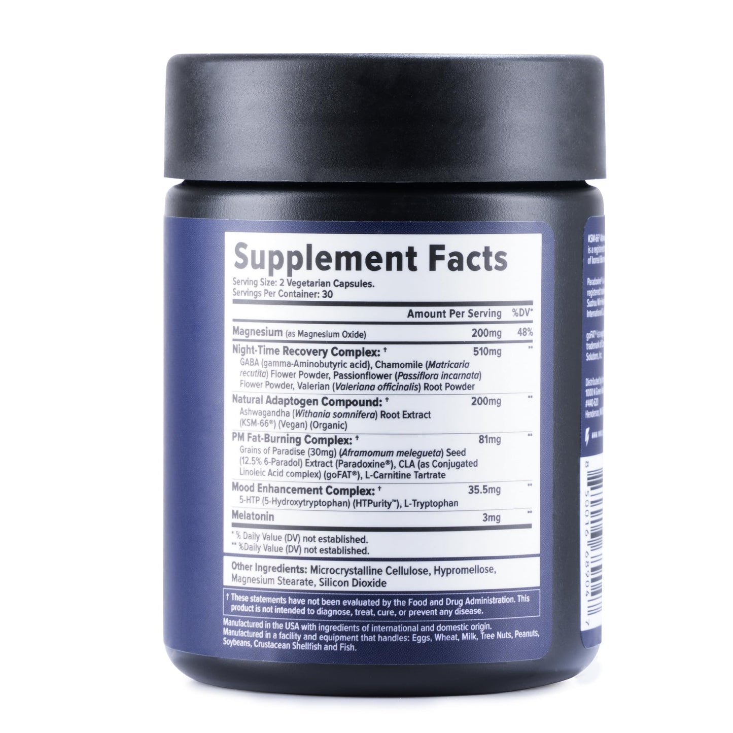 Night Shred Fat Burner and Natural Sleep Support | Ashwaganda, 5-HTP, CLA, Melatonin | Appetite Suppressant | Weight Loss Support Nighttime Fat Burning (60 Vegetarian Capsules)