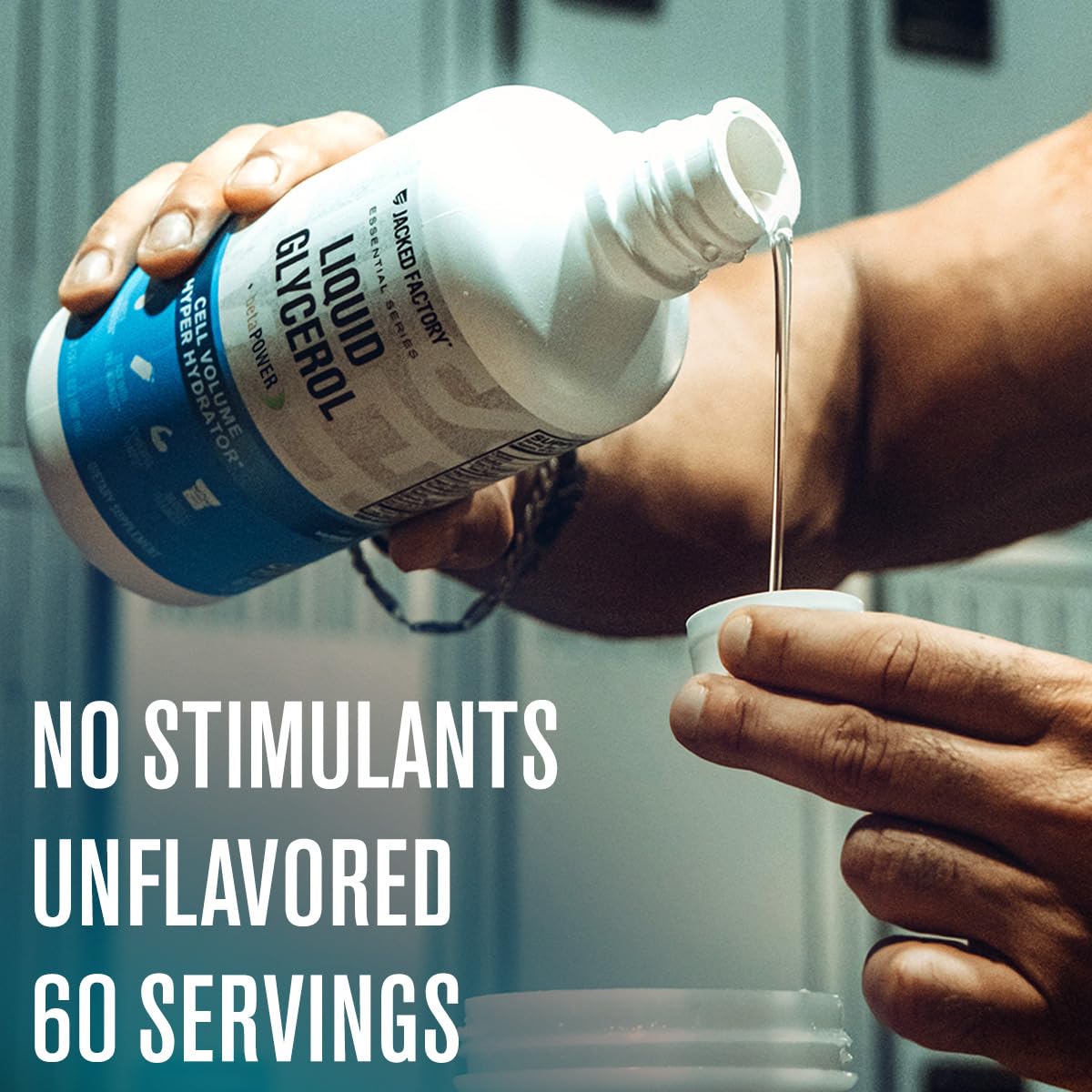 Jacked Factory Liquid Glycerol Cell Volume Hyper Hydrator - Pump Pre Workout with Vegan Glycerol, BetaPower, & Electrolytes for Hydration, Muscle Pumps, & Strength - 60 Servings, Unflavored