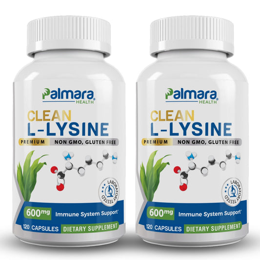 Palmara Health Clean L-Lysine 600mg, 120 Capsules | Vegan, Non-GMO, & Gluten Free (2)