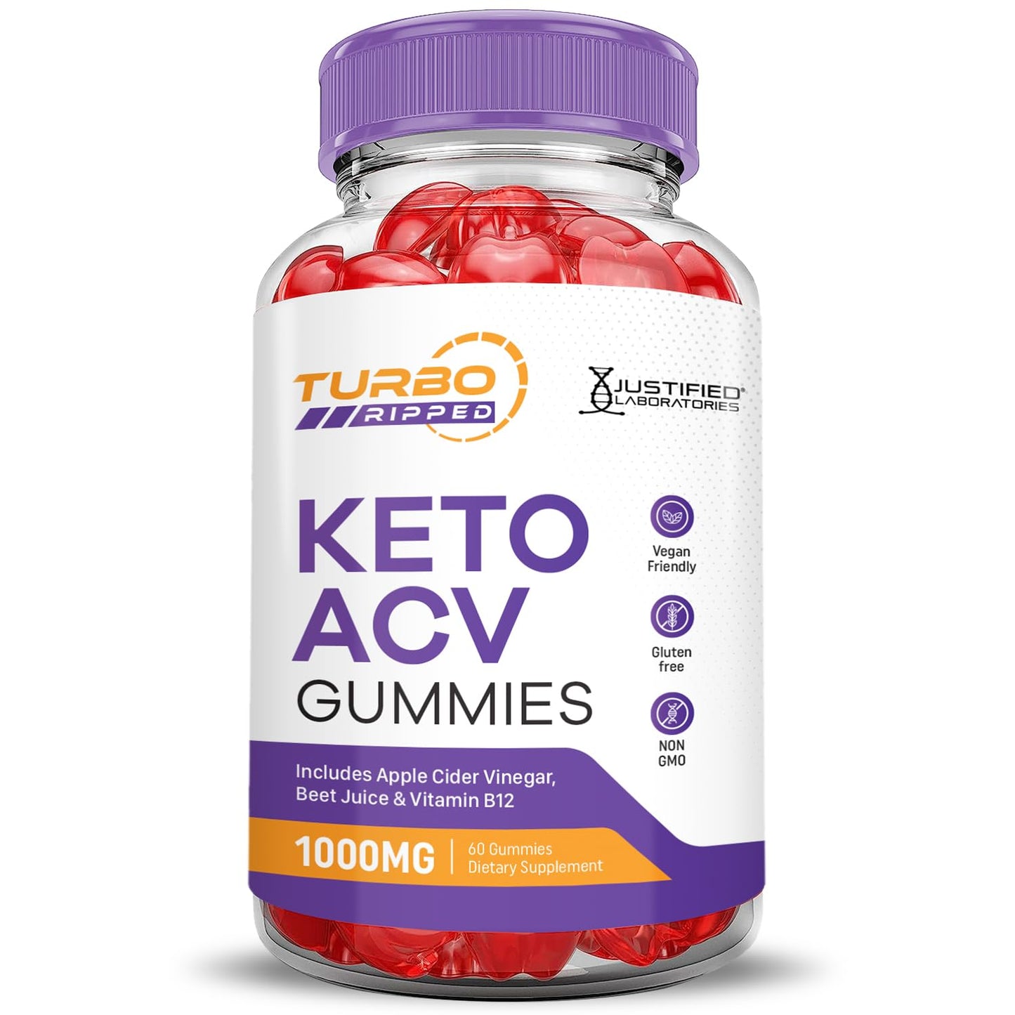 (5 Pack) Turbo Ripped Keto ACV Gummies Advanced Formula 1000MG Turbo Ripped Keto Gummies Apple Cider Vinegar Formulated with Pomegranate Beet Juice Powder B12 Vegan Non GMO 300 Gummys
