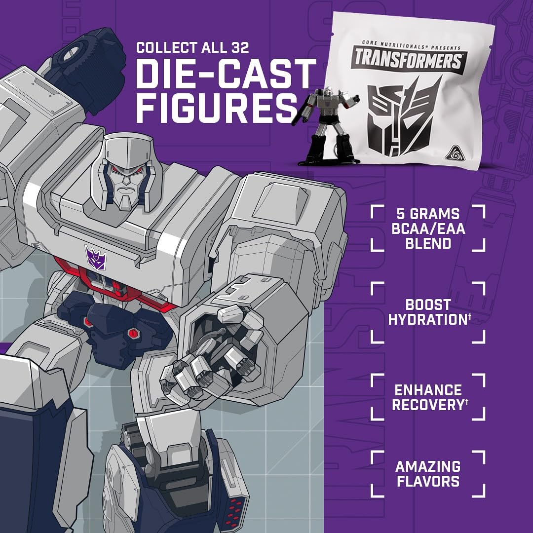 Core Nutritionals | Transformers Allspark Hydration BCAA/EAA Nutritional Supplement Formula (Free Prize Inside - Bumblebee) - for Adults Ages 18+ (30 Servings, Sour Lemon Candy)