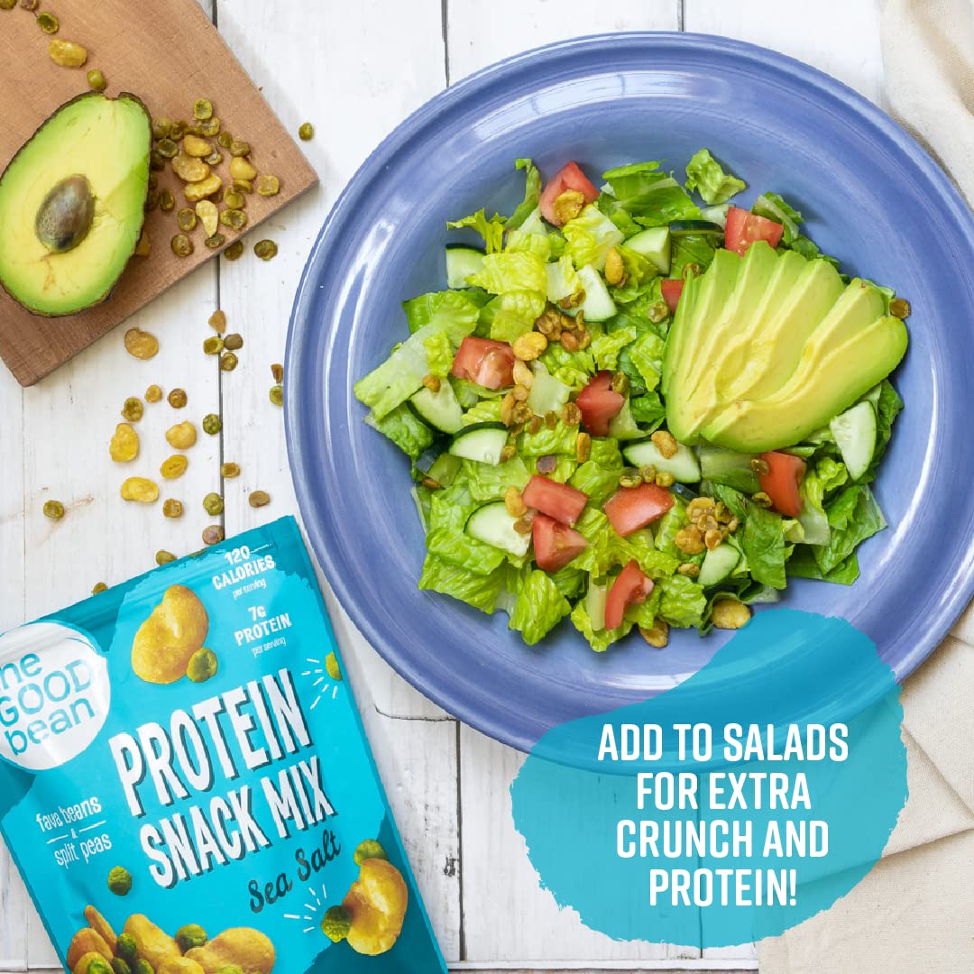The Good Bean Protein Snack Mix  Sea Salt  6 Pack 6 oz Resealable Bag  Fava Beans and Split Peas  Vegan Snack with Good Source of Plant Protein and Fiber