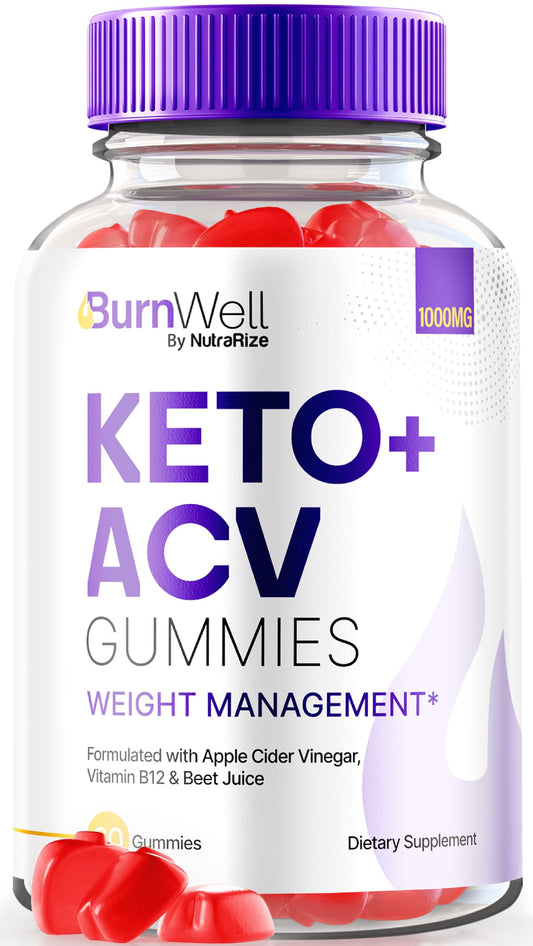 NutraRize BurnWell Keto + ACV Gummies for Weight Loss Formula, 1000 MG Apple Cider Vinegar, Official ACV Keto Reviews (60 Gummies)