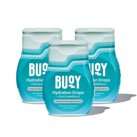 Buoy Electrolyte Drops | No Sugar, No Sweeteners | Trace Minerals, Vitamins & Antioxidants | Purposefully Unflavored | Perfect for Any Drink | Daily Hydration Supplement (Unflavored - 3 Pack)