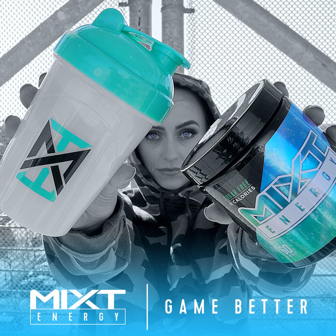 MIXT Energy Shaker Bottle, 16 oz. Shaker Bottle, BPA Free & Lid Mixing Technology (16 oz, Teal)