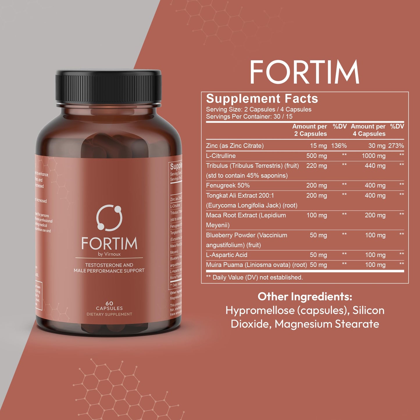 Fortim - Testosterone Support Supplement | Made by Doctors | for Vitality and Hormonal Health | with Fenugreek, L-Citrulline, Tongkat Ali | for Energy, Endurance, and Stamina | 60 Capsules