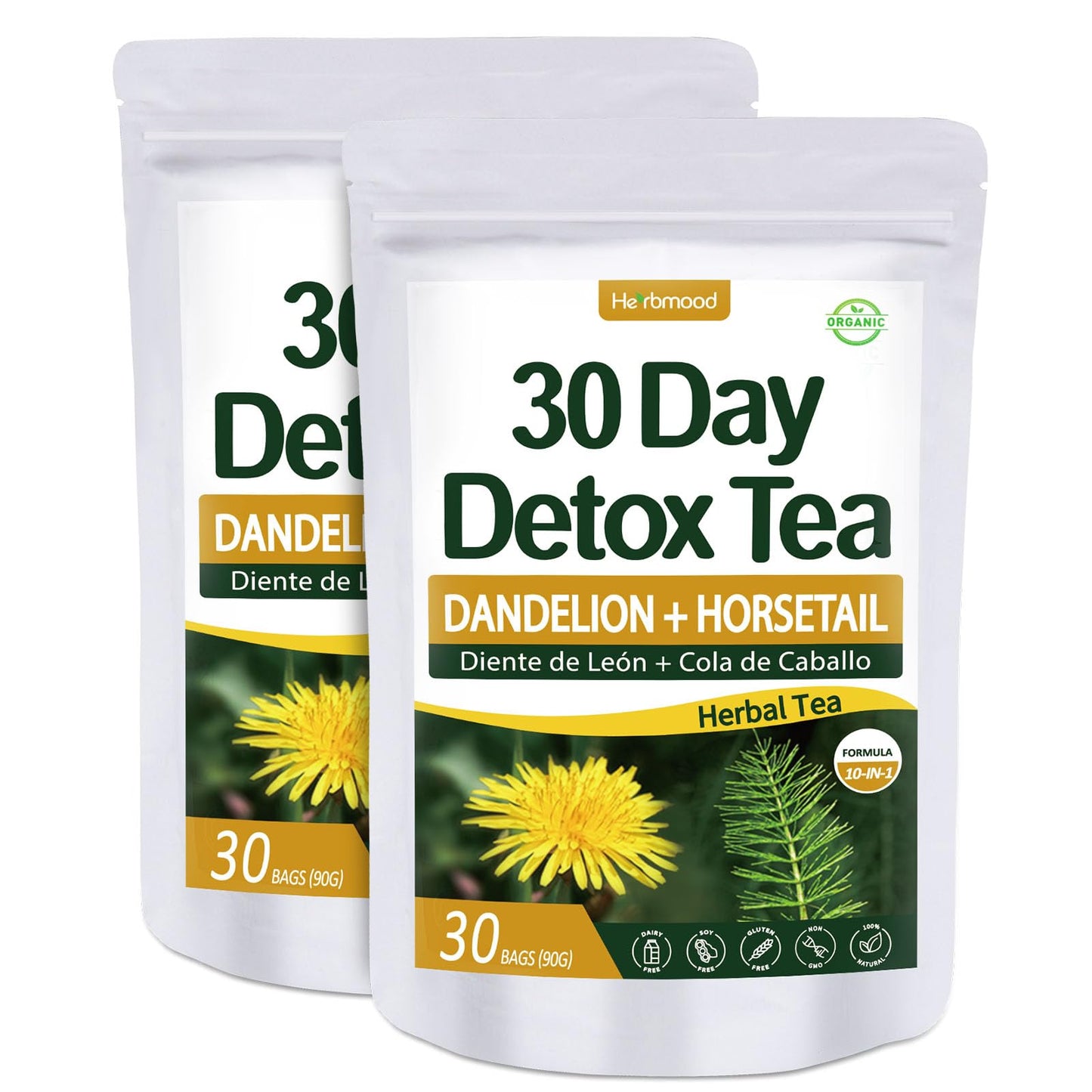 Te de Diente de Leon 30 Day Cleanse Dandelion Tea, Herbmood Natural Herbs Tea Bags para Perder Peso, 30Count (Pack of 2)