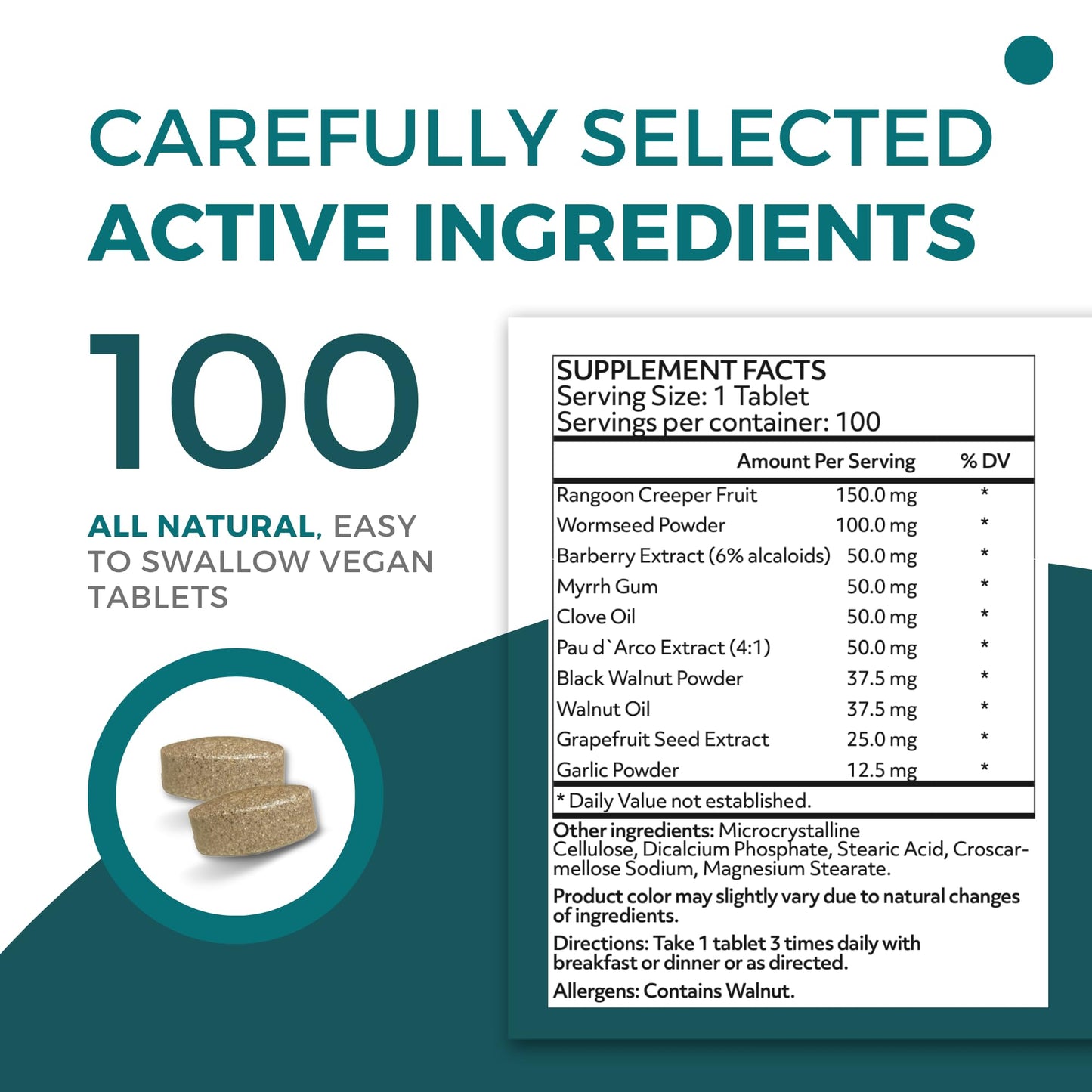 ParaProteX - Intestinal Cleanse for Humans - Black Walnut Wormwood - Gut Detox - All Natural Dewormer - Clove Oil - Gut Health Support & Microbal Balance - 10 Active Ingredients - 100 Vegan Tablets