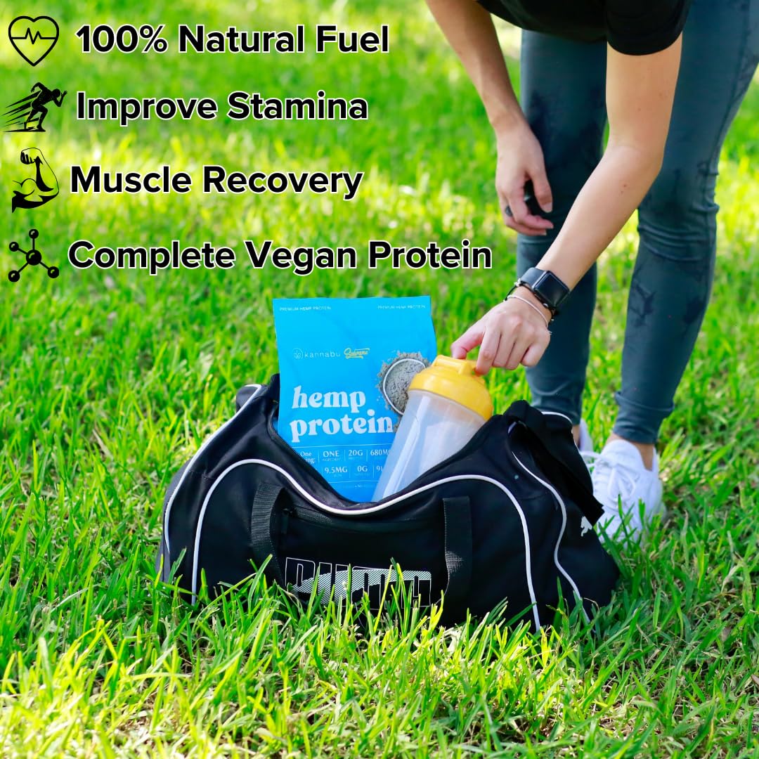 Kannabu Hemp Protein Powder | 20G Plant Protein Per Serving | All Natural Fiber Iron Potassium Magnesium Omega 3 6 9 | Hemp Seeds Superfood | Vegan Gluten Free Kosher Keto (14.8 oz - Pack of 1)