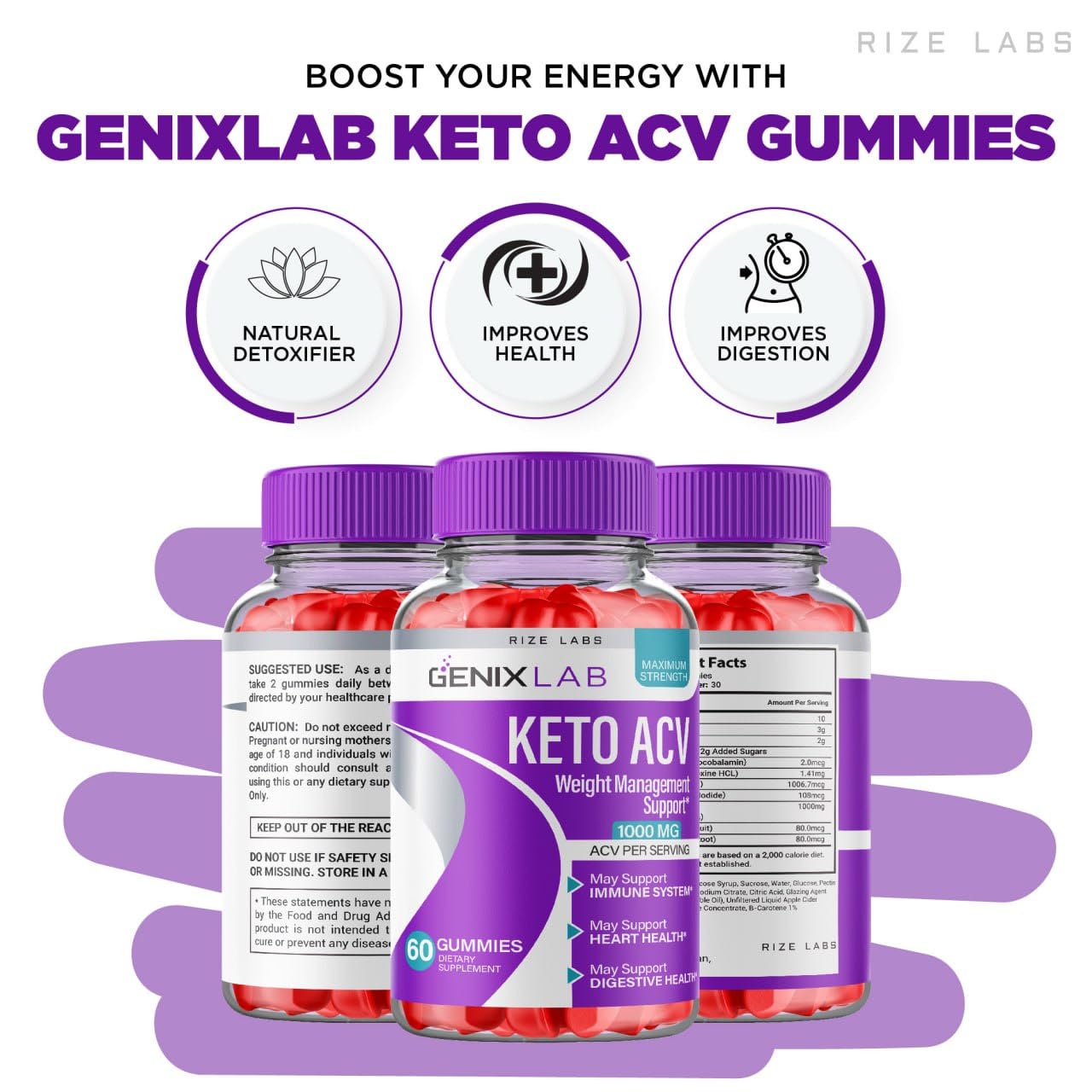 (2 Pack) Genix Lab Keto ACV Gummies - Genix Lab for Advanced Weight Loss, Keto + ACV Gummy, Genix Lab Maximum Strength Supplement, GenixLab Gummies Reviews (120 Gummies)