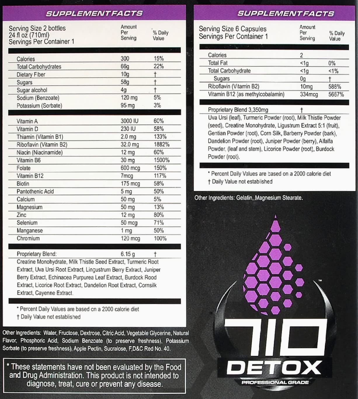Detox Pure Neometrx Same-Day 710 Premium Detox Kit, BlackBerry Flavor, 2X 12 Fl Oz, and Tablets 6 Count