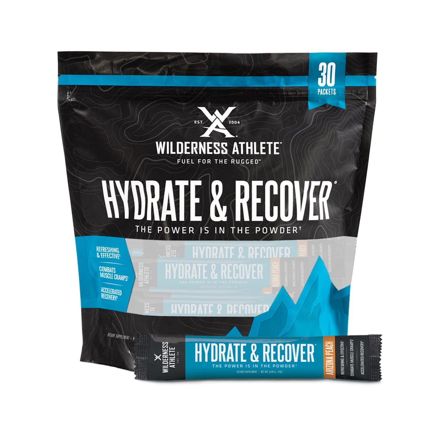 Wilderness Athlete - Hydrate & Recover | Liquid Hydration Packets Electrolyte Drink Mix - Recover Faster with Bcaas - 30 Single Serving Hydrate Packets (Peach)