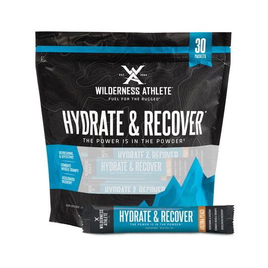 Wilderness Athlete - Hydrate & Recover | Liquid Hydration Packets Electrolyte Drink Mix - Recover Faster with Bcaas - 30 Single Serving Hydrate Packets (Peach)