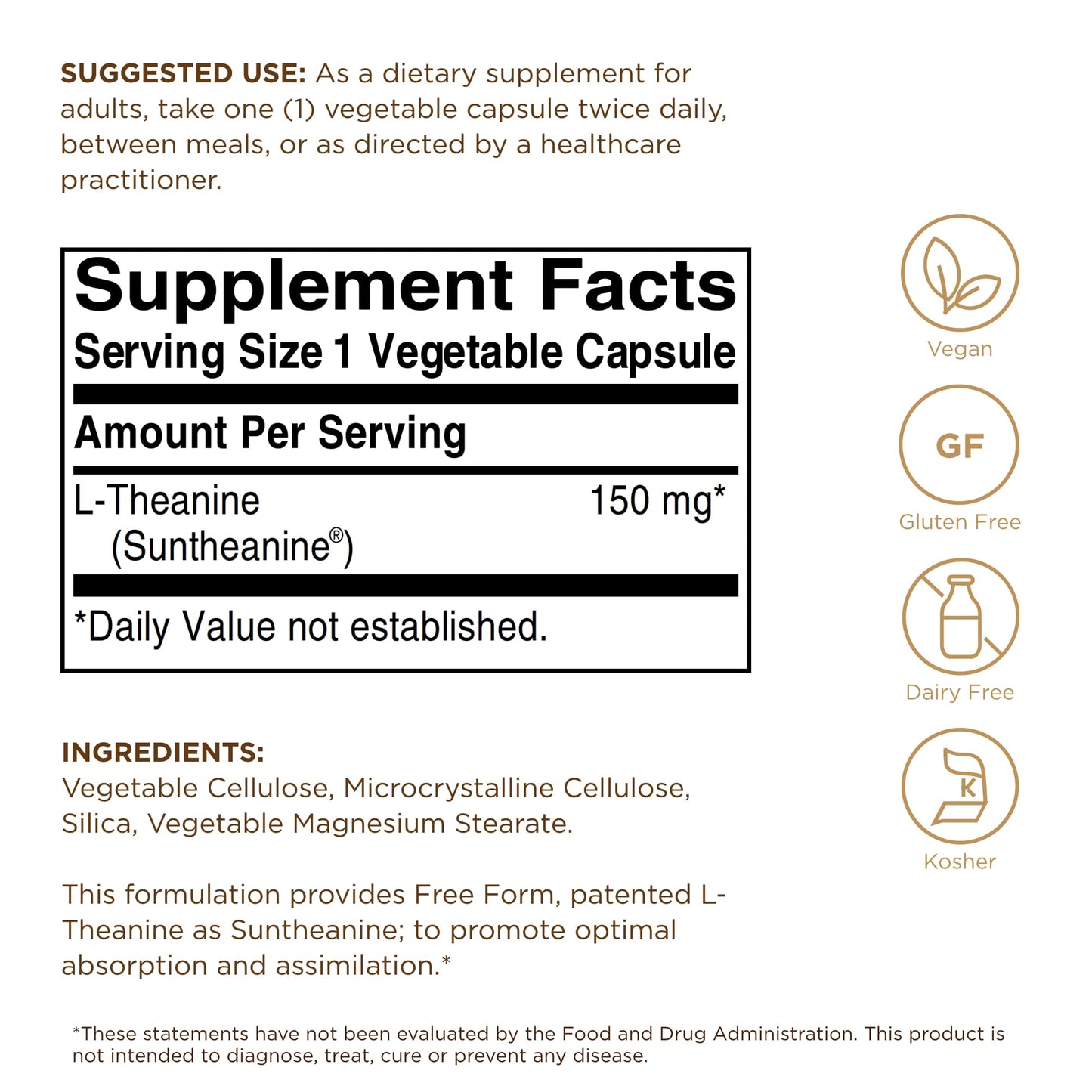 Solgar L-Theanine 150 mg - 60 Vegetable Capsules - Promotes Relaxation - Non-GMO, Vegan, Kosher & Gluten Free - 60 Servings