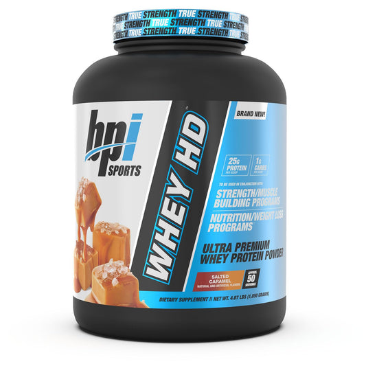 BPI Sports Whey HD Ultra Premium Protein Powder, Salted Caramel, 4.1 Pound