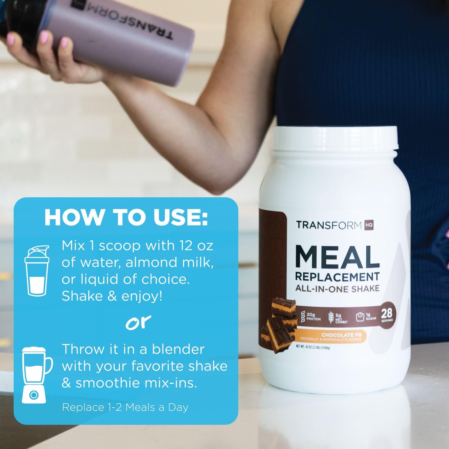 TransformHQ Meal Replacement Shake Powder 28 Servings Chocolate  Gluten Free NonGMO
