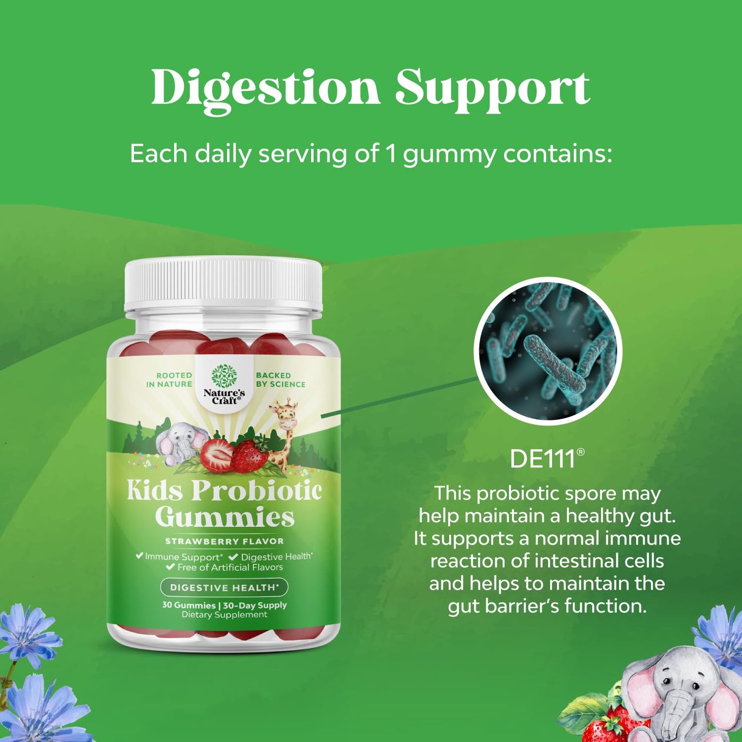 Immune Booster Kids Probiotic Gummies - Bacillus Subtilis Probiotic for Kids Upset Stomach Body Cleanse Immune Boost and Colon Detox - Constipation Relief and Digestive Health Kids Vitamins Gummy