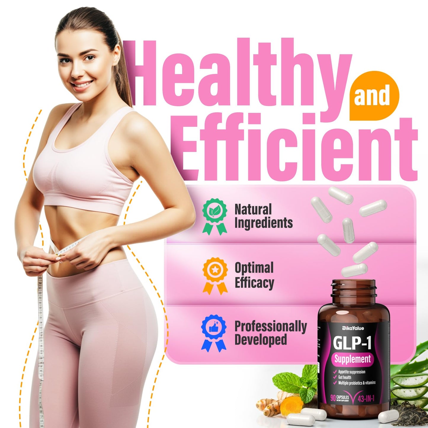 GLP-1 Alternative Supplement, Natural Extracts with Hops, Green Tea Extract, Garcinia Cambogia, Multivitamins, Probiotics, for Gut, GLP-1 Activate & Overall Health - 124
