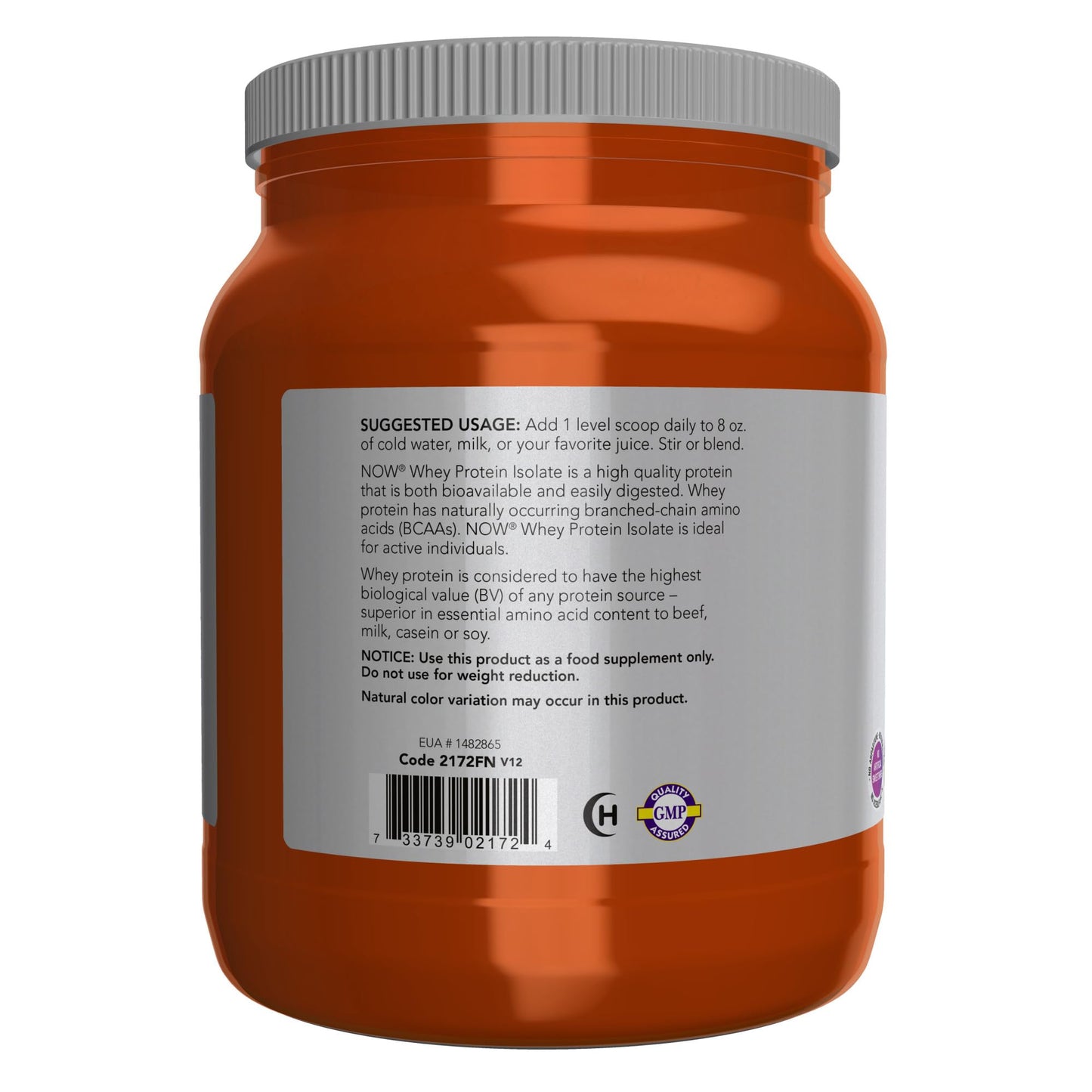 NOW Foods Sports Nutrition, Whey Protein Isolate, 25 g With BCAAs, Unflavored Powder, 1.2-Pound