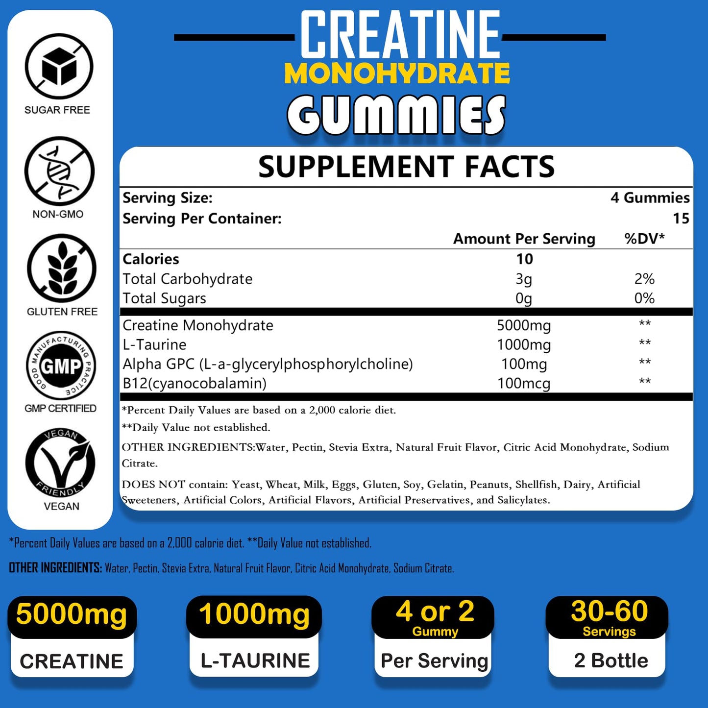Cymixy8 Creatine Monohydrate Gummies for Men & Women 120Count