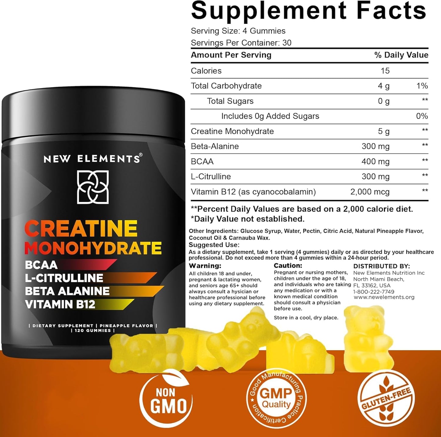 Creatine Monohydrate Gummies 5mg with BCAA L-Citrulline Beta Alanine & Vitamin B12 | The Ultimate Energy Booster