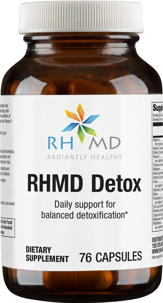 Radiantly Healthy RHMD Detox - Daily Support for Balanced detoxification - Dietary Supplement - (76 Capsules)