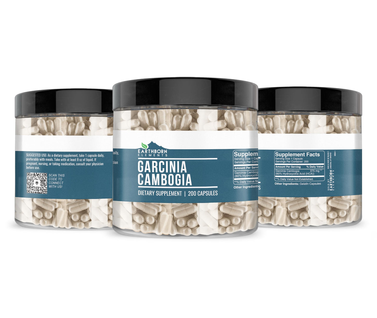 Earthborn Elements Garcinia Cambogia 200 Capsules, Pure & Undiluted, No Additives
