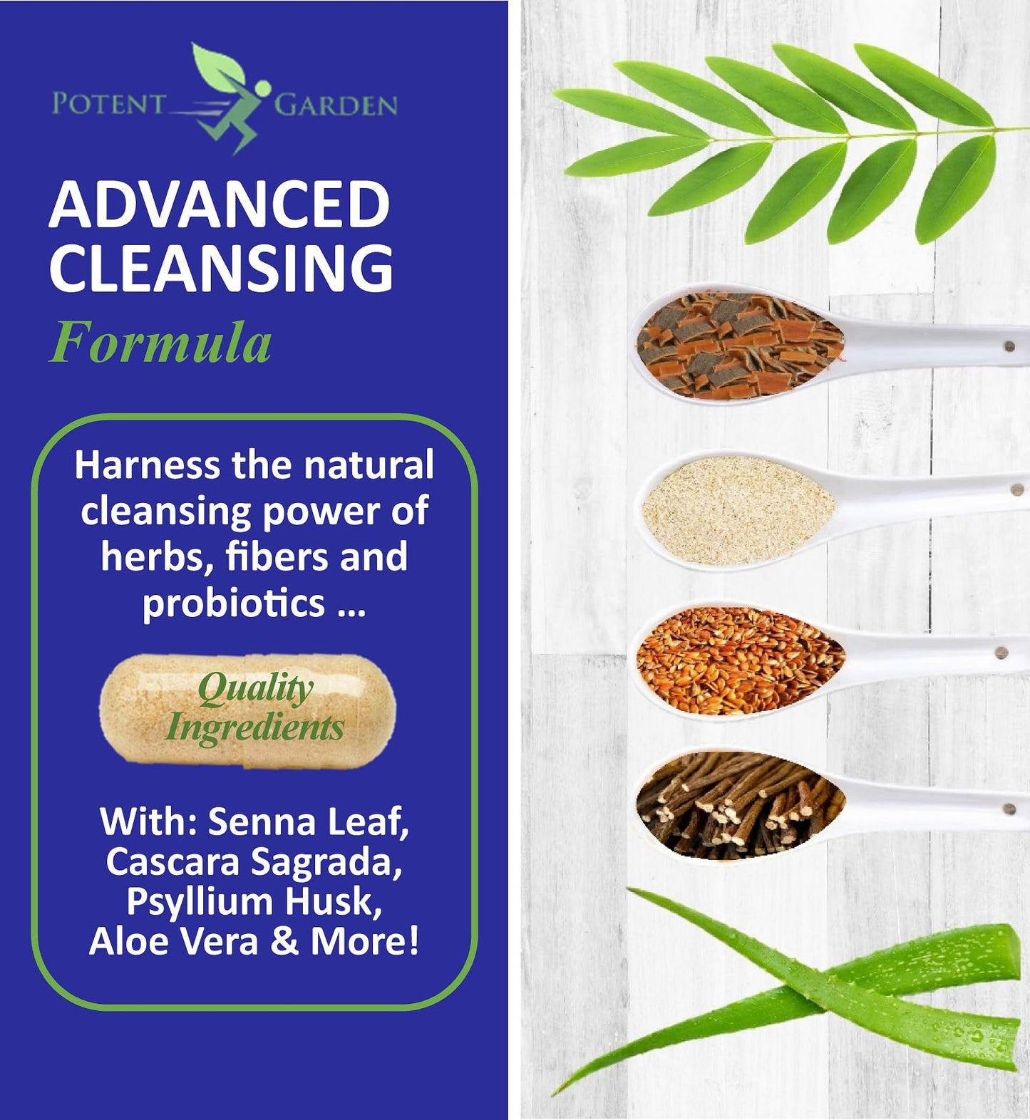 Potent Garden Colon Cleanse & Detox 15 Day Cleanse for Regularity and Healthy Digestion Support with Fiber, Herbs & Probiotics for Gut Health & Energy Support, Easy and Effective 30 Caps