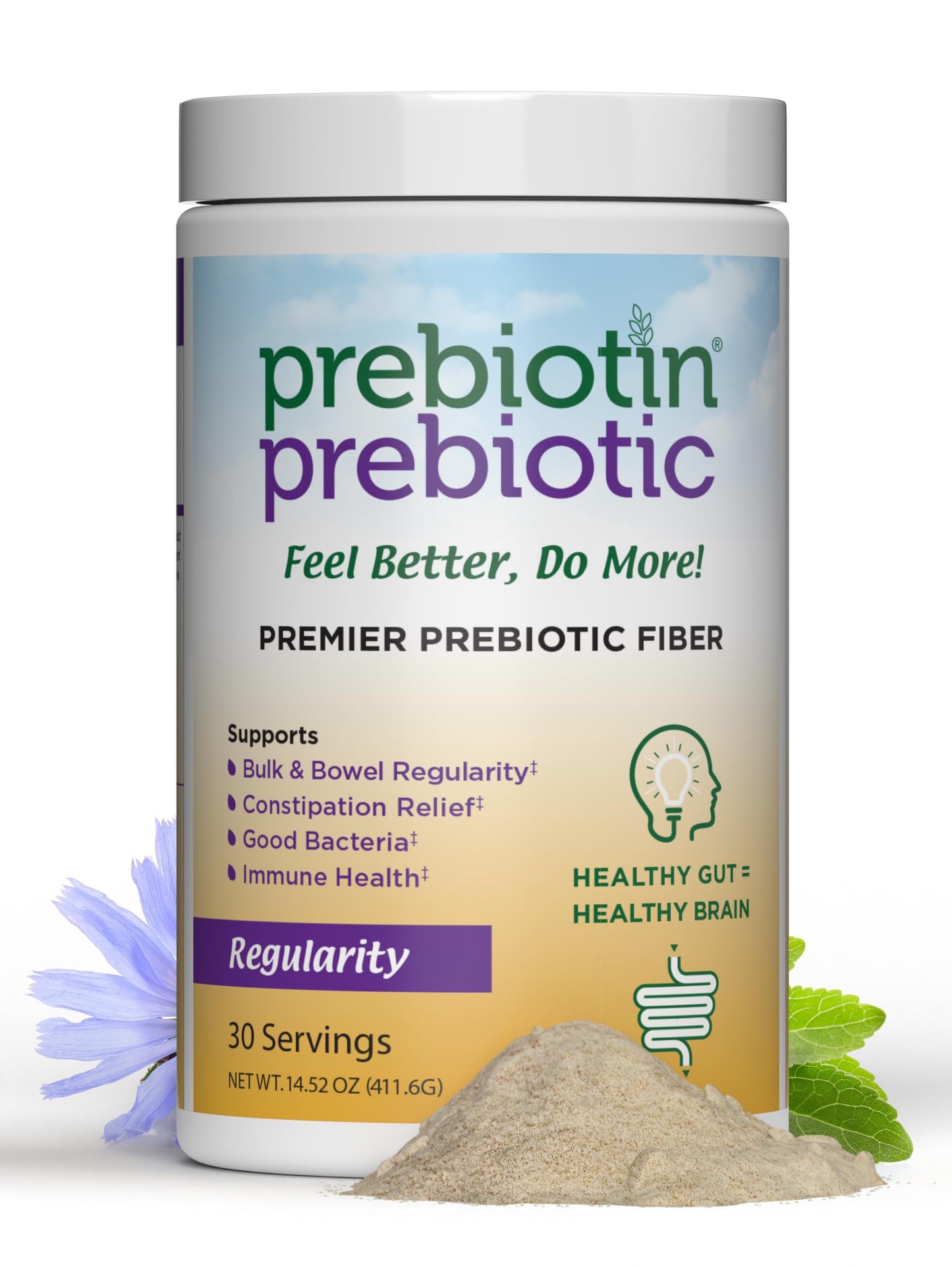Prebiotin Prebiotic Regularity - 14.52 oz - 30 Servings - Supports Digestive Health & Bowel Regularity - Balances Gut Microbiome, Boosts Your Own Probiotics & Promotes Soft Stool