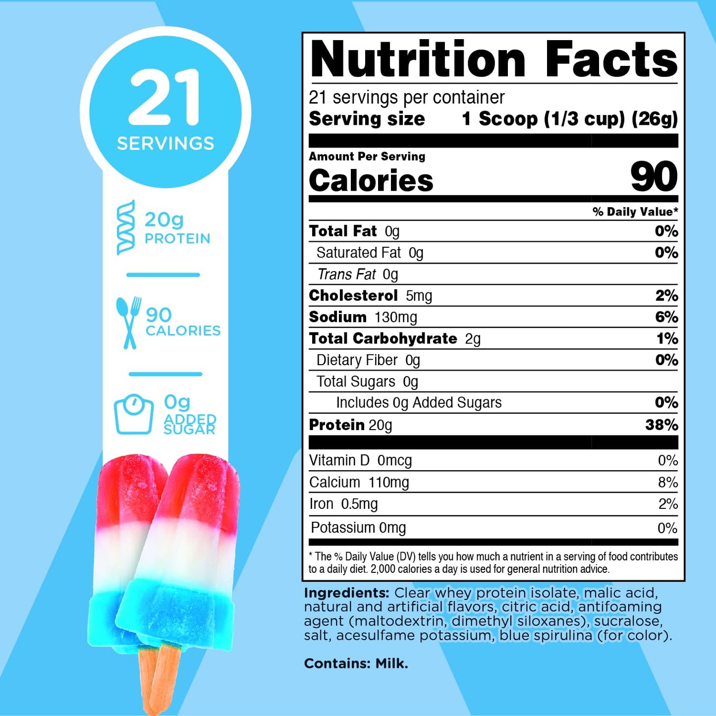 TransformHQ Clear Whey Protein Isolate (WPI) (Rocket Pop Flavored) 21 Servings - 20 Grams Protein Per Serving