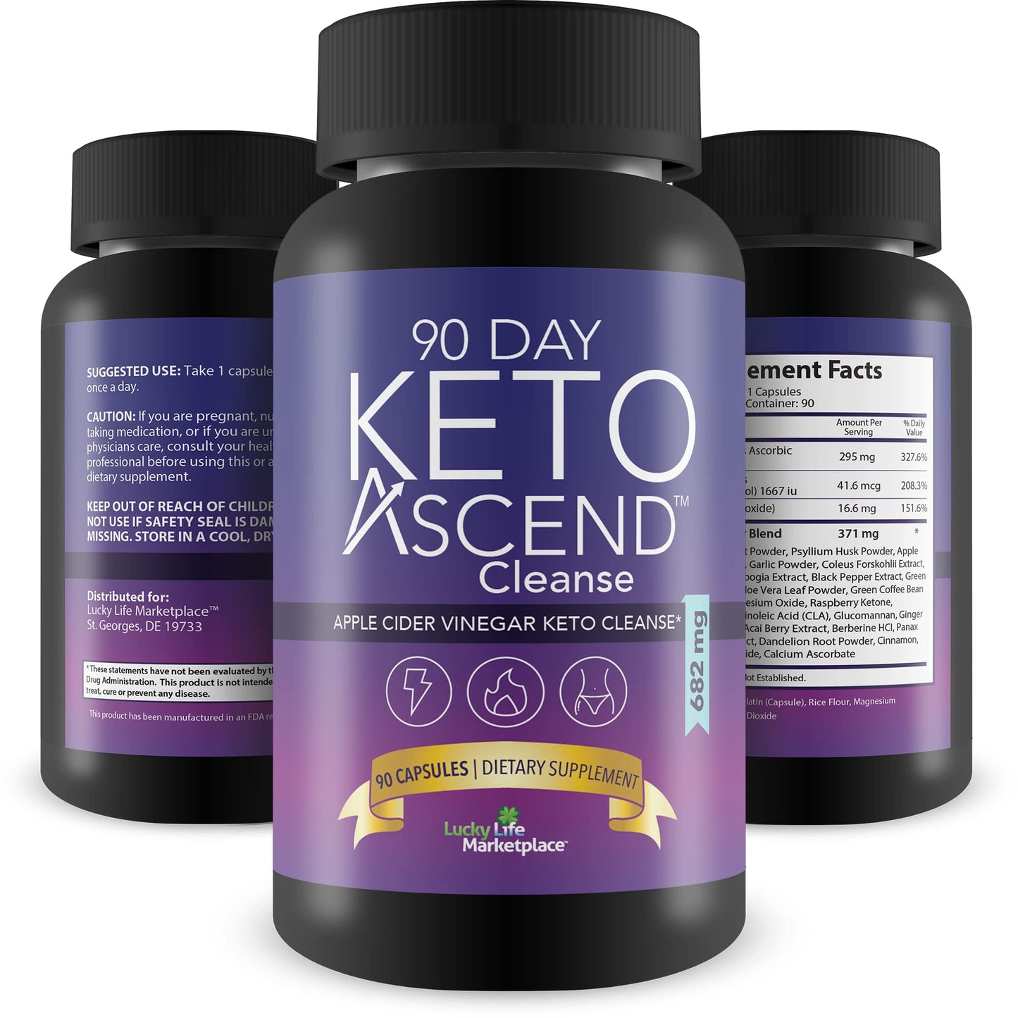 90 Day Keto Ascend - Apple Cider Vinegar Keto Cleanse - Promote Wellness & Immune Health - All Body Cleanse with Superfood Acai - Natural Bloating Relief Aid - Digestive Support Keto Detox Cleanse