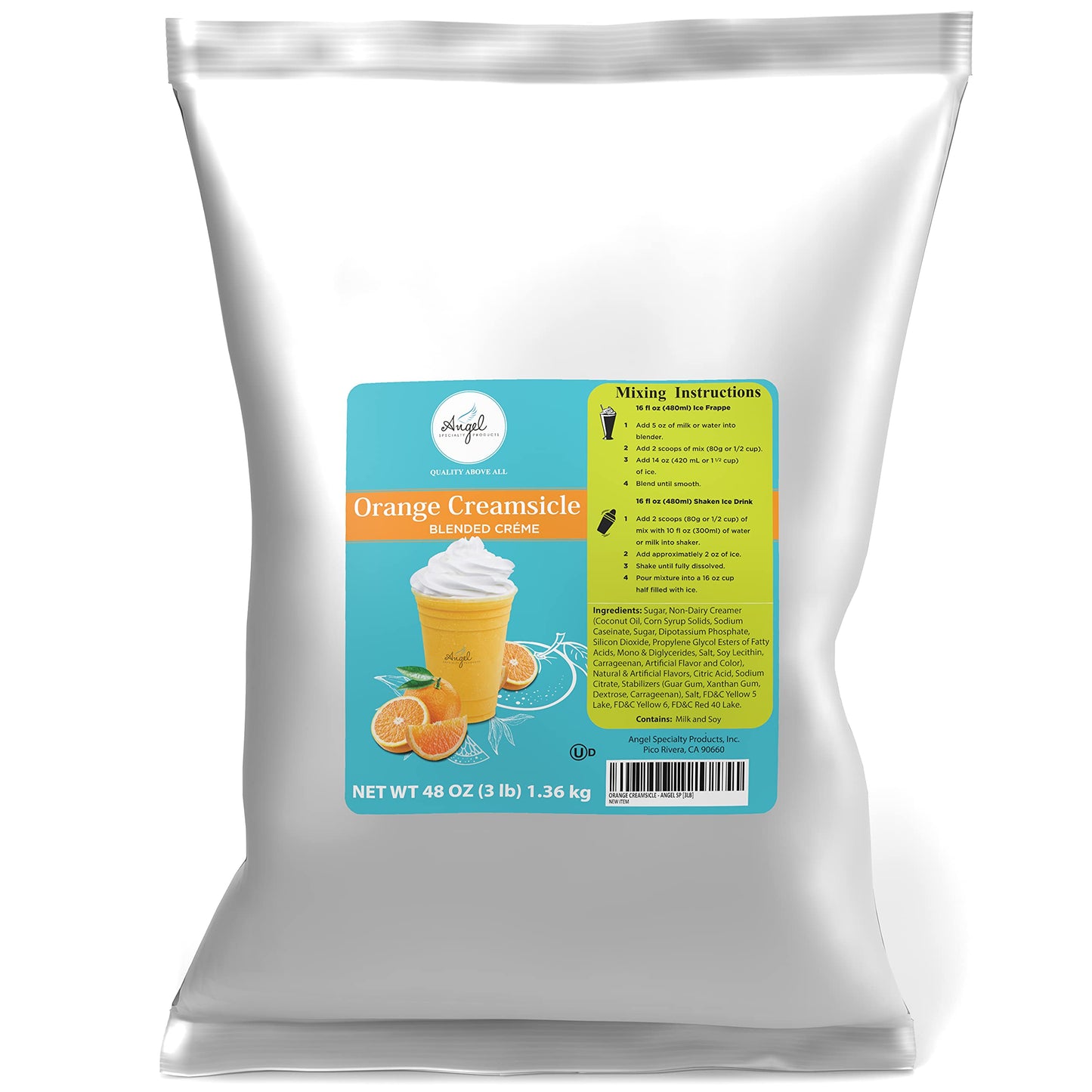 Angel Specialty Products Blended Smoothie Frappe Powder Mix Orange Creamsicle 3 LB 34 Servings
