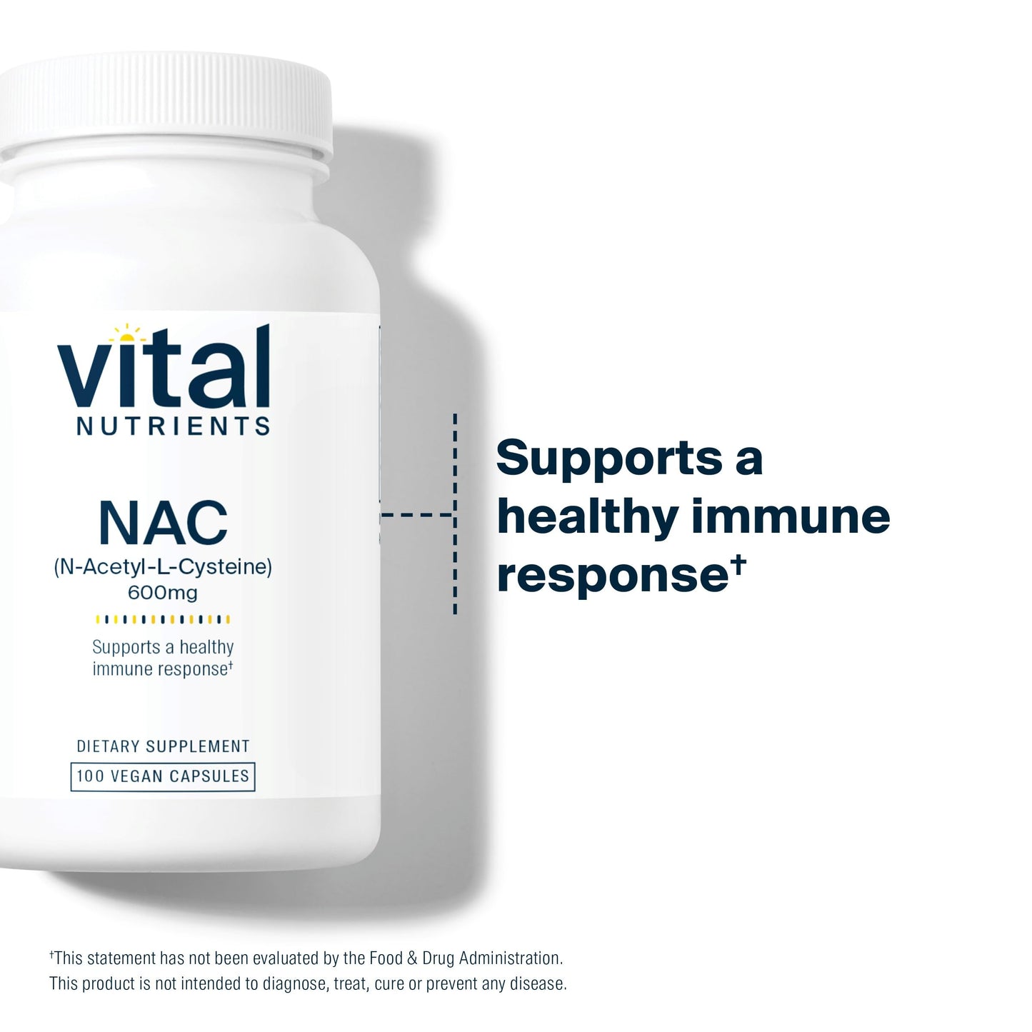 Vital Nutrients NAC 600mg | N-Acetyl Cysteine | Vegan NAC Supplement | Antioxidant for Sinus, Liver, Immune, and Respiratory Health* | Gluten, Dairy, Soy Free | 100 Capsules