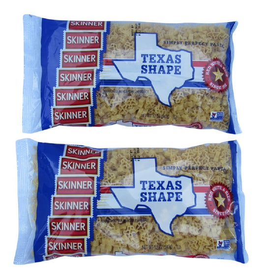 Skinner Texas Shaped Pasta NonGMO Low Fat Sodium Free Cholesterol Free 2 Bags 12 Oz Each  24 Oz Total