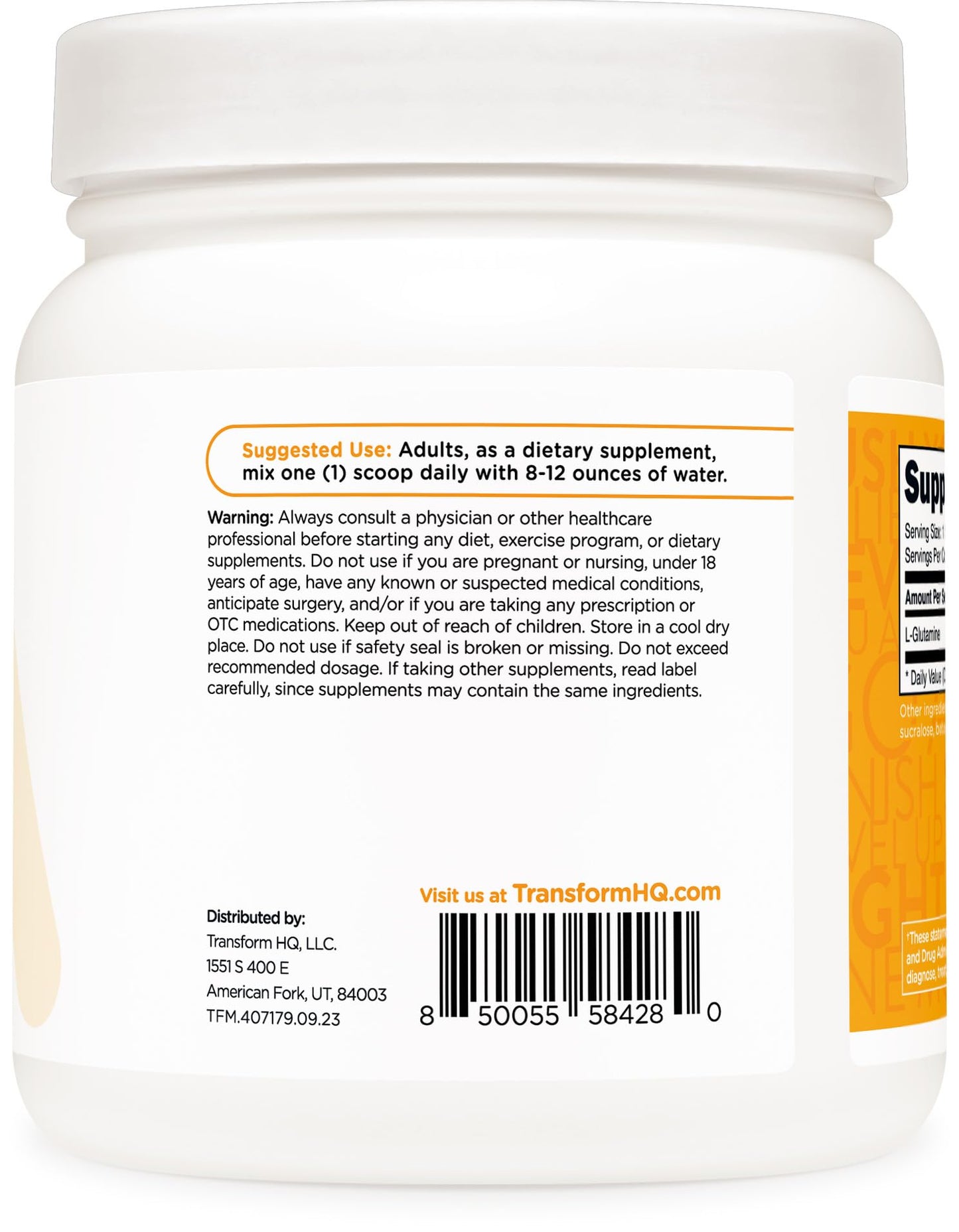 TransformHQ L-Glutamine Powder 500g (Tropical Whip) - Gluten Free, Non-GMO