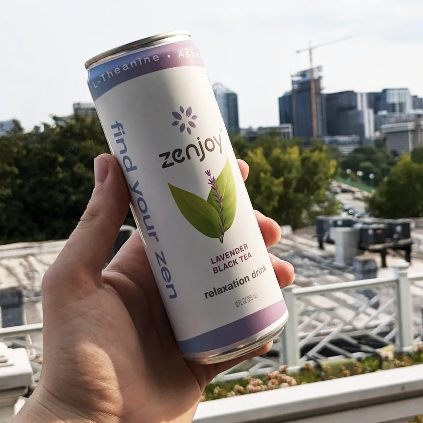 Zenjoy Lavender Black Tea Relaxation Drink 4 Pack  Calming Drink with Ashwagandha  Lemon Balm  NonAlcoholic Beverage Infused with LTheanine for Enhanced Focus  12oz Cans