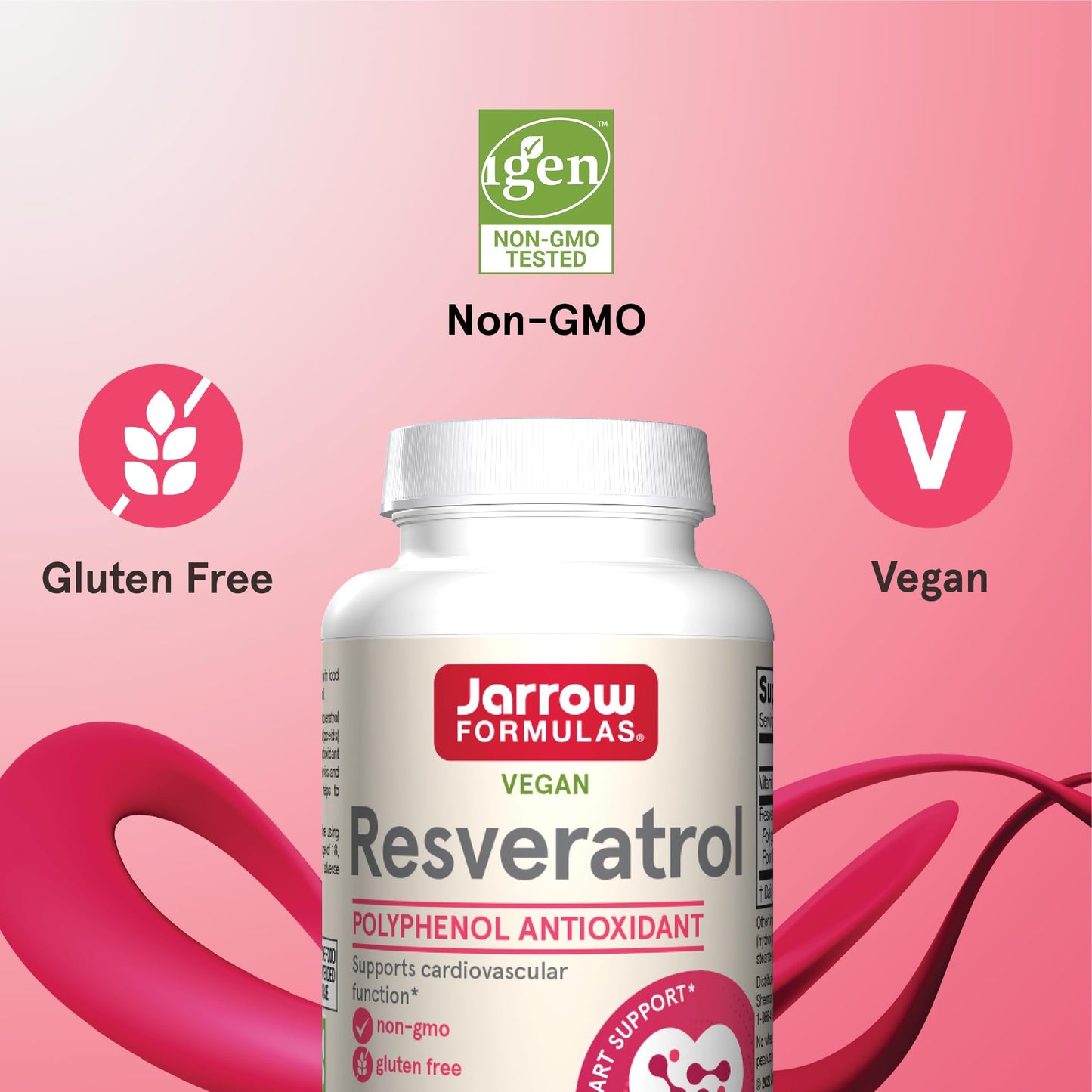 Jarrow Formulas® Resveratrol 100 mg, Dietary Supplement, Antioxidant Support for Cardiovascular Function, 60 Veggie Capsules, 60 Day Supply